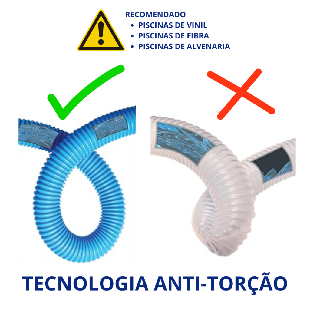 Mangueira Para Piscina PVC 38mm Anti-Torção Azul