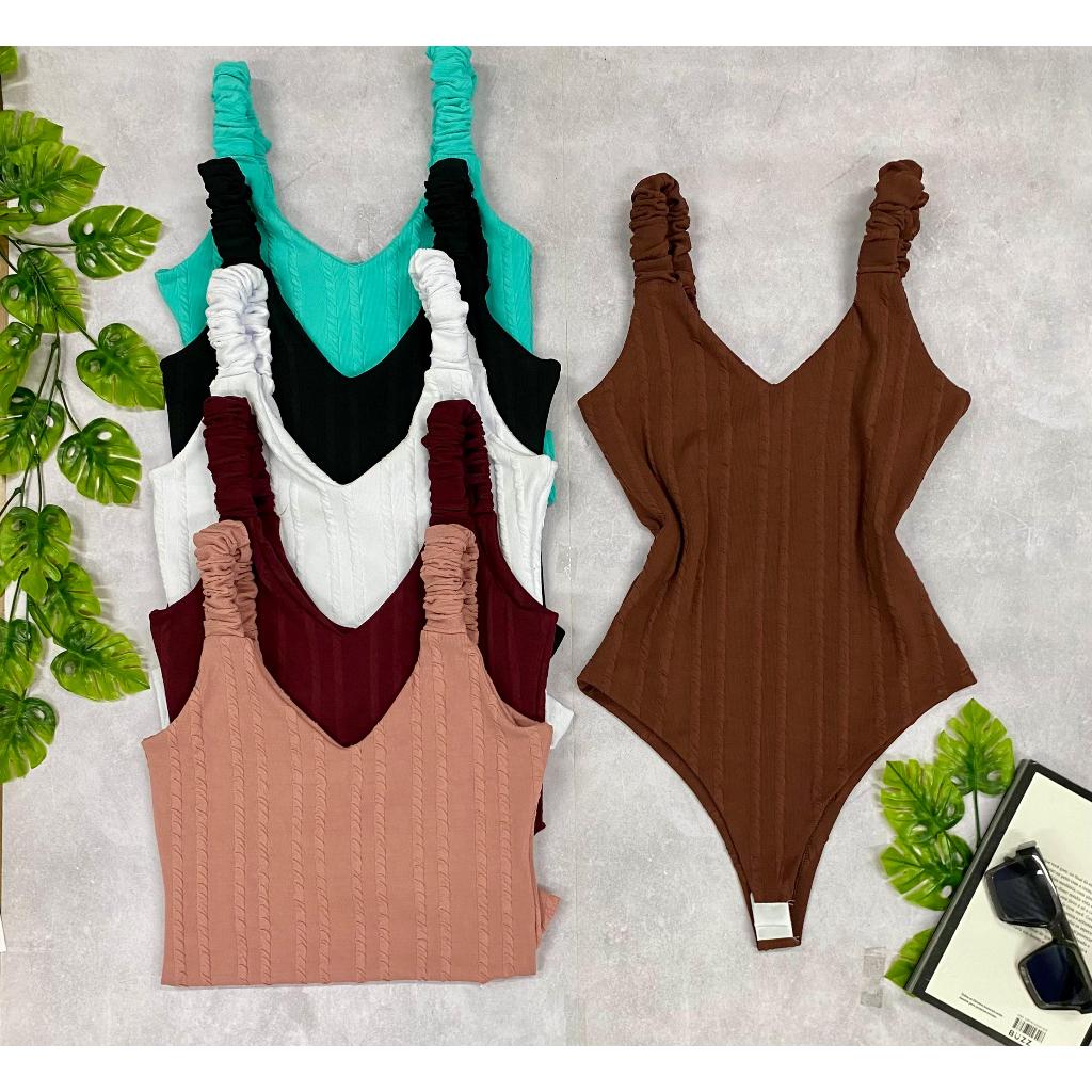 Body Feminino Alça com elástico Canelado decote v Luana em Oferta na Shopee