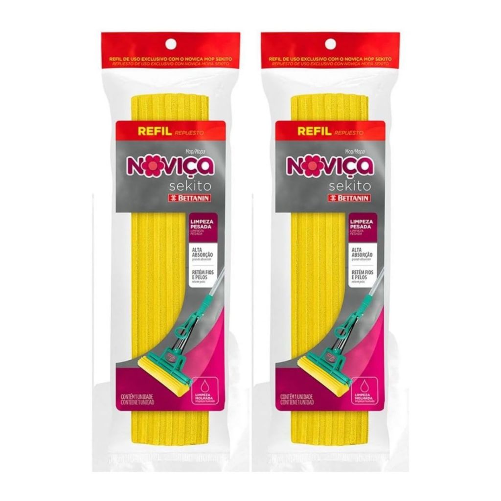 Refil Mop Rodo Sekito Bettanin Noviça Kit com 2 Unidades em Oferta na Shopee
