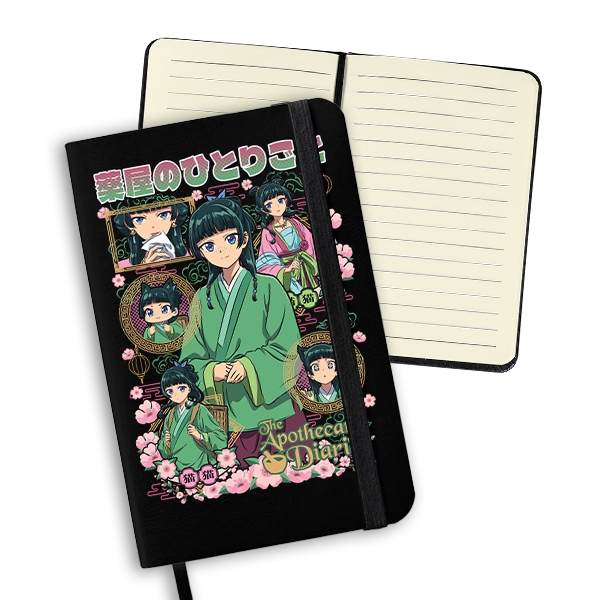 Caderneta Apotecaria Anime Preta  Tipo Moleskine com Pauta