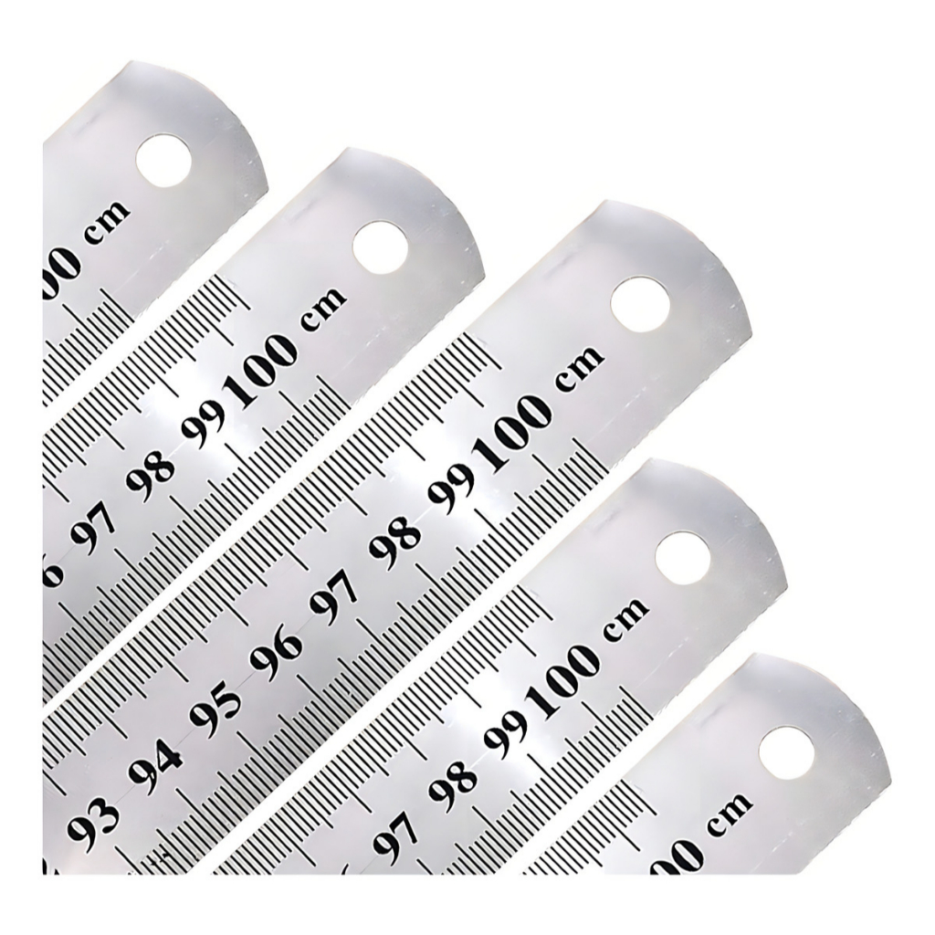 Kit Com 6 Réguas de Aço Inox 1 Metro - 40 Polegadas para Patchwork e Artesanato - Lanmax/ NYBC