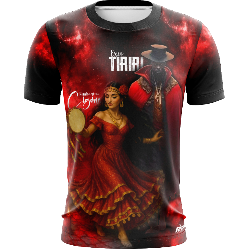 RP Styllus camiseta religiosa Exu Tiriri e Pombagira Cigana gola redonda Umbanda candomblé