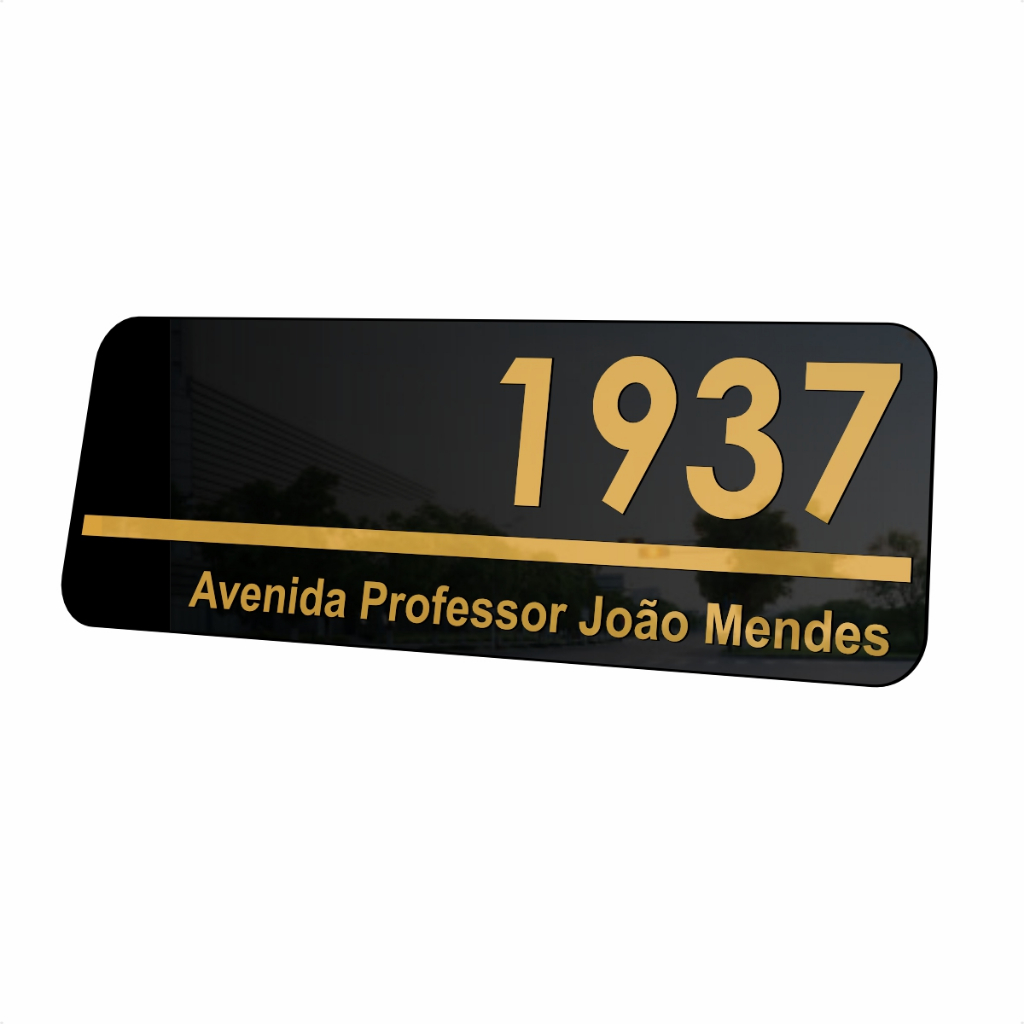 Placa Residencial Branca Com Número e Endereço (Casa, Loja, Condomínio) - 10x30cm