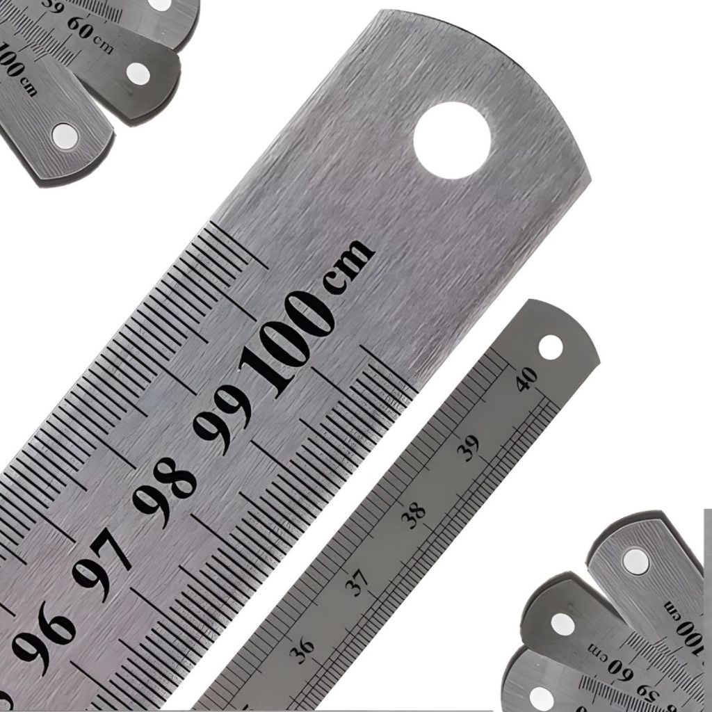 Kit Com 3 Réguas de Aço Inox 1 Metro - 40 Polegadas para Patchwork e Artesanato - Lanmax/ NYBC