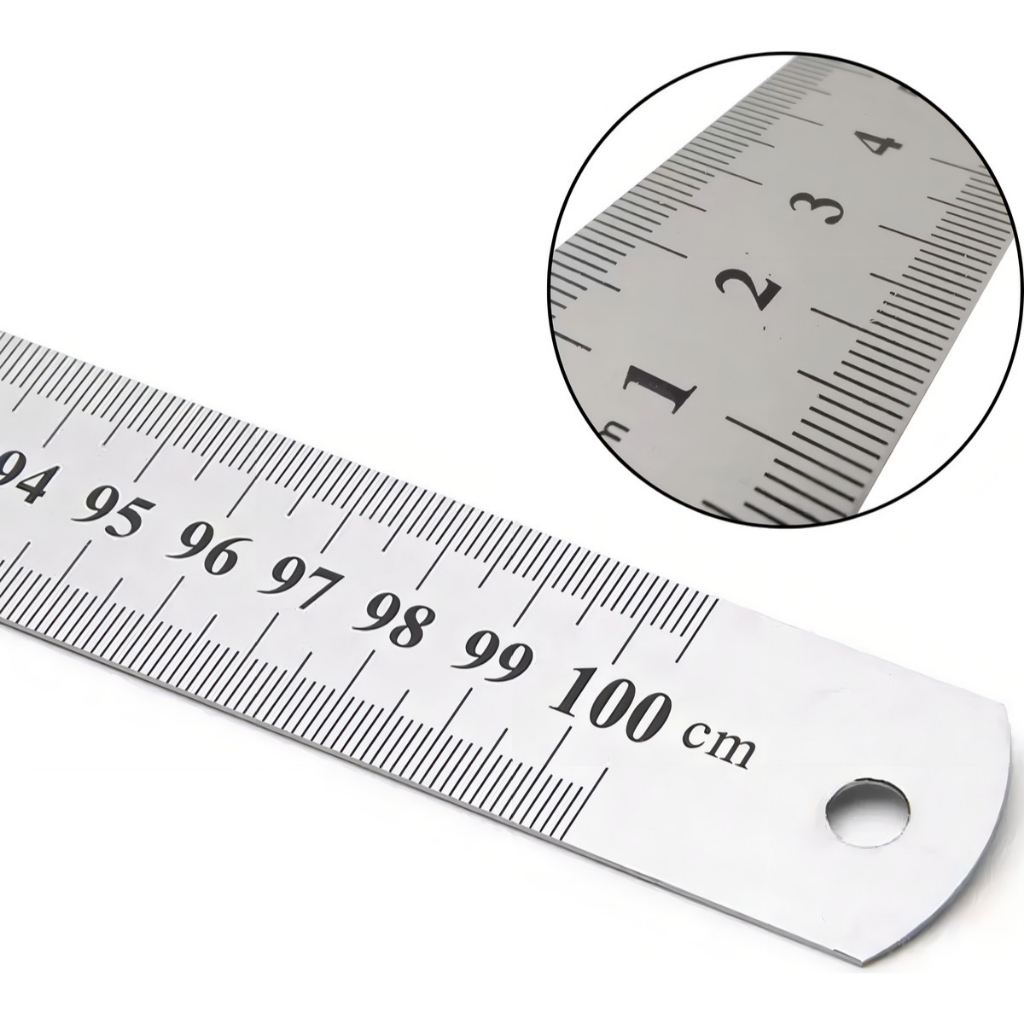 Kit Com 2 Réguas de Aço Inox 1 Metro - 40 Polegadas para Patchwork e Artesanato - Lanmax/ NYBC