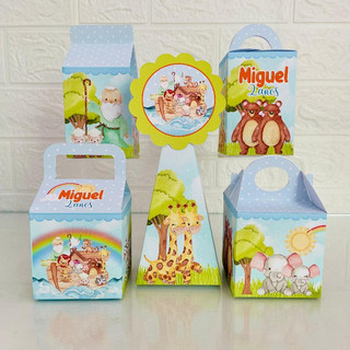 Kit personalizado arca de noé, lembrancinha arca de noé, caixinha personalizada arca de noé (pegue e monte)