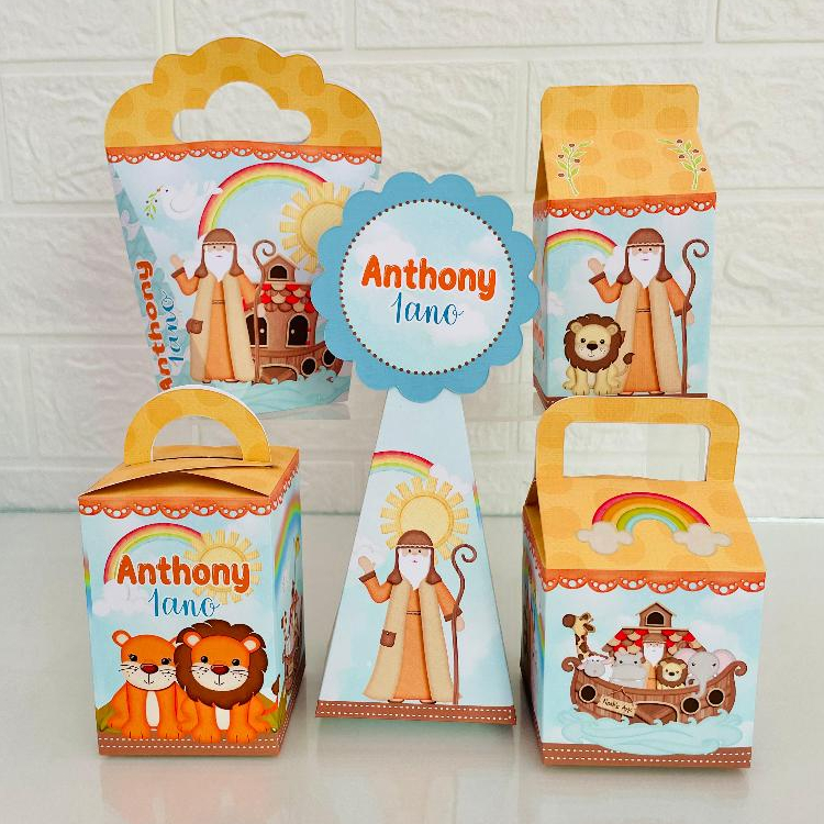 Kit caixinhas arca de noé, lembrancinha arca de noé, caixinha personalizada arca de noé (pegue e monte)