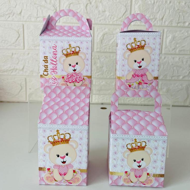 Caixas Personalizadas Ursa princesa, caixinha ursinha realeza, caixinha ursa prinecsa (PEGUE E MONTE)