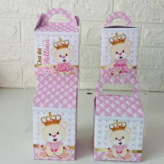 Caixas Personalizadas Ursa princesa, caixinha ursinha realeza, caixinha ursa prinecsa (PEGUE E MONTE)