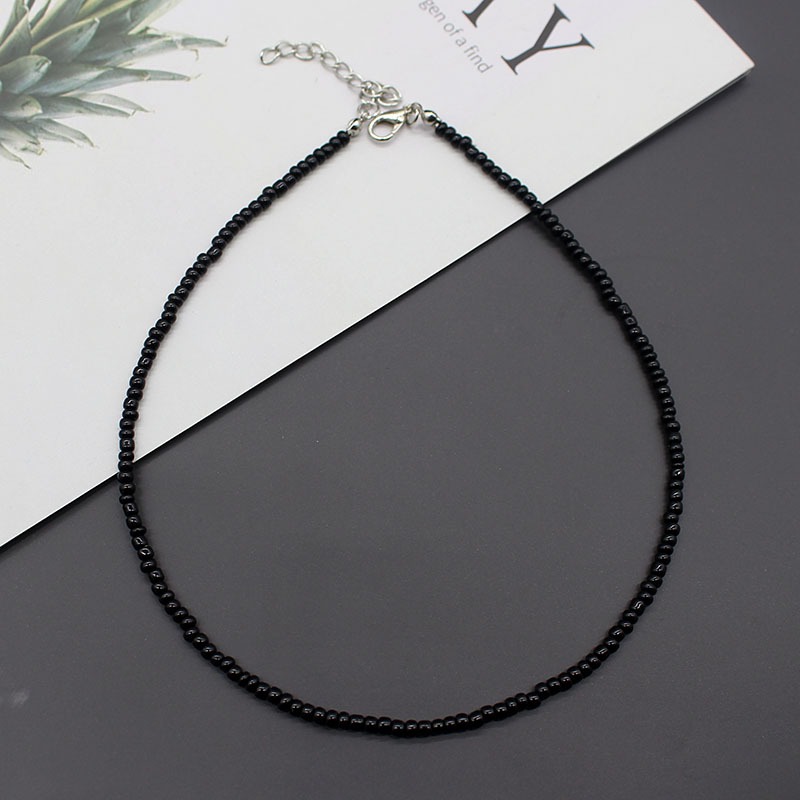 Gargantilha missangas Preto Colar Moda Verão Praia Chocker Micanças Gargantilha Ajustável 35cm+5cm Extensor