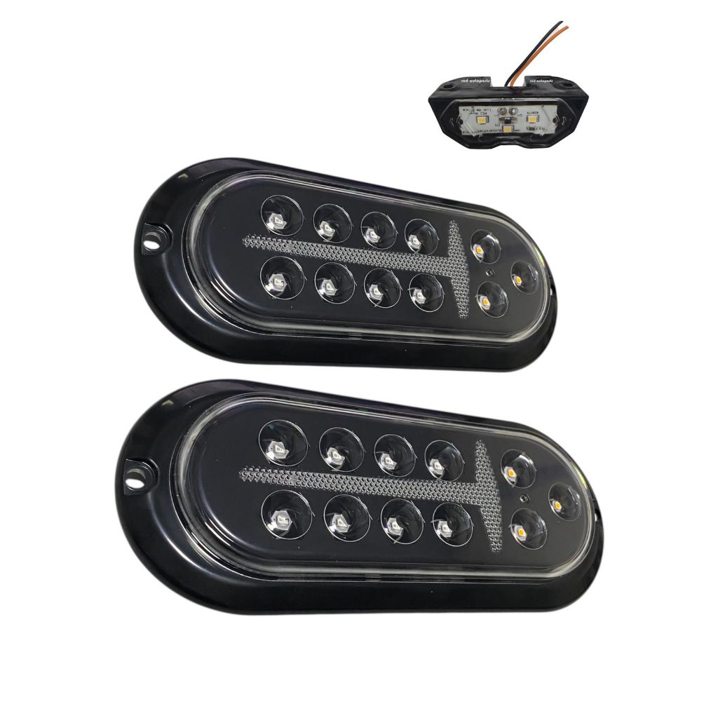 Par Lanterna Led Carretinha Reboque Carreta Jet Sky Barco Canoa Cristal Fumê + Lanterna de Placa LED