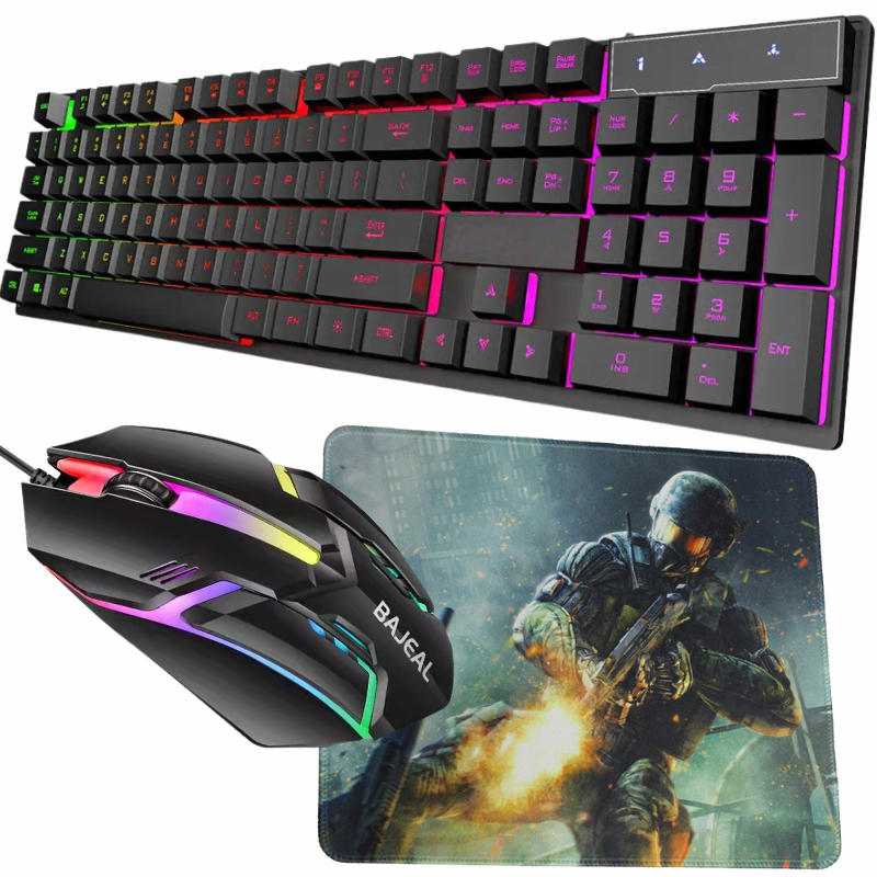 Kit Teclado Gamer Semi Mecanico Led Rgb Usb Xbox Pc + Mouse Gamer e Mouse Pad