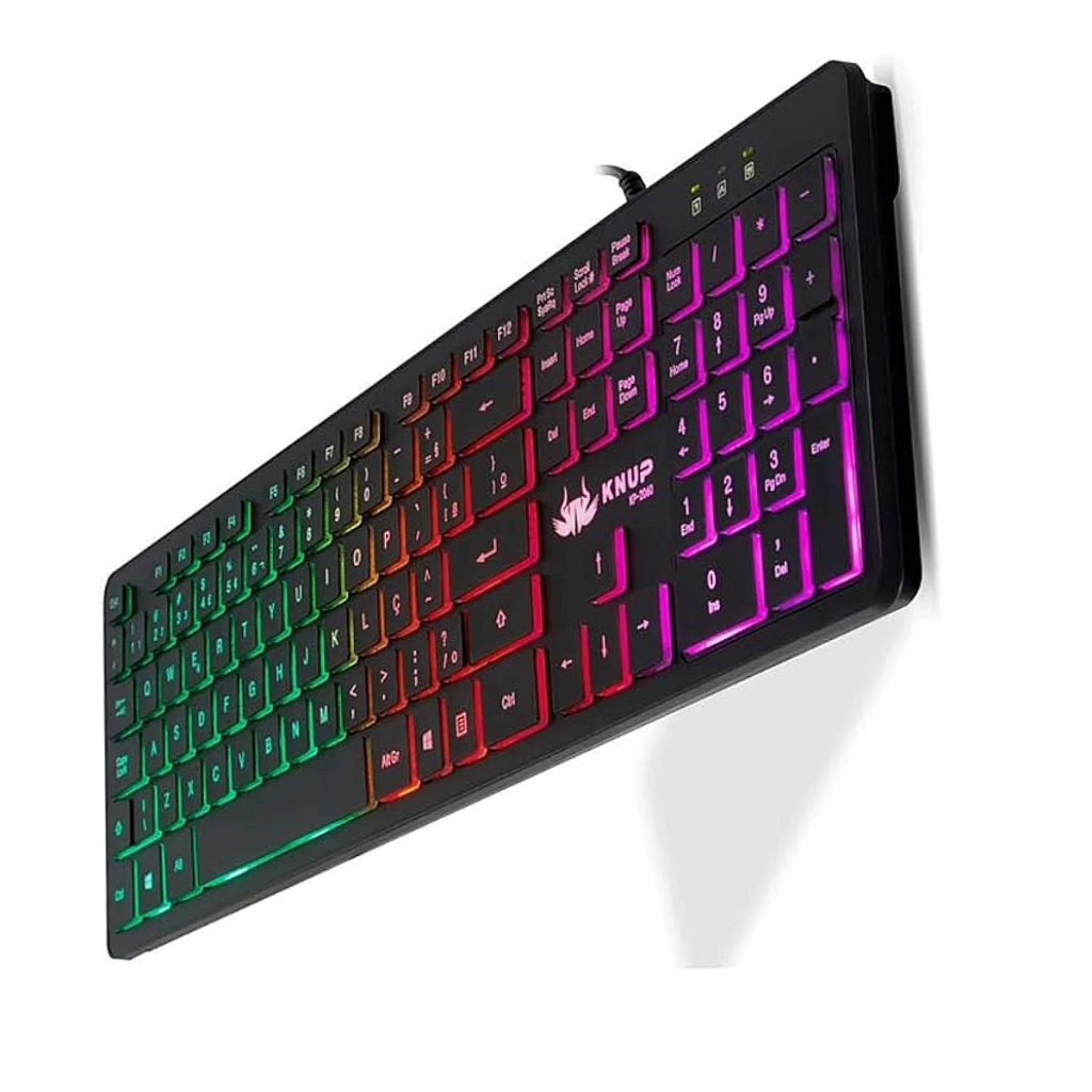 Teclado Gamer USB com Iluminação LED – Teclas Macias e Confortáveis – Knup