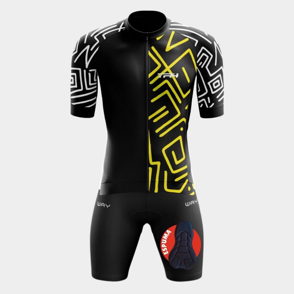 Conjunto Masculino Ciclismo Kit Camisa Manga Curta Roupa Short Bermuda Forro Espuma Bike Pedalar MTB