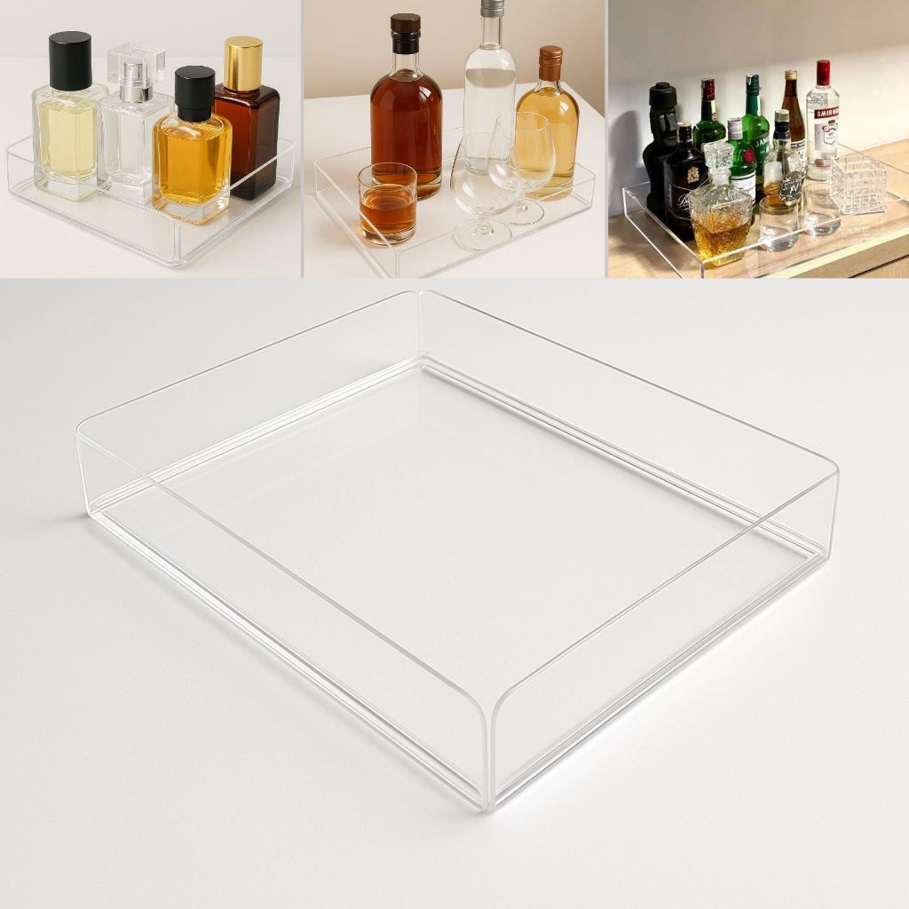 Bandeja Decorativa Acrílico Organizadora Multiuso Perfume Lavabo Banheiro Bandeija em Oferta na Shopee