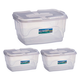 Kit 3 Caixas Container Organizadoras 20L Transparente De Plástico Para Brinquedos Roupas Livros