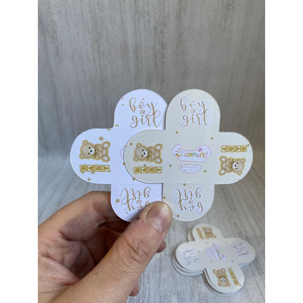 Forminhas de doce Personalizadas Chá Revelação Ursinhos/Chá de bebê 4 Pétalas Festa, Aniversário/Lembrancinhas