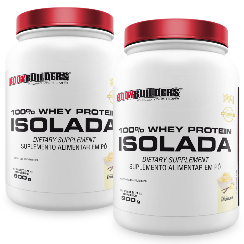 Kit 2x 100% Whey Isolada 900g - Bodybuilders em Oferta na Shopee