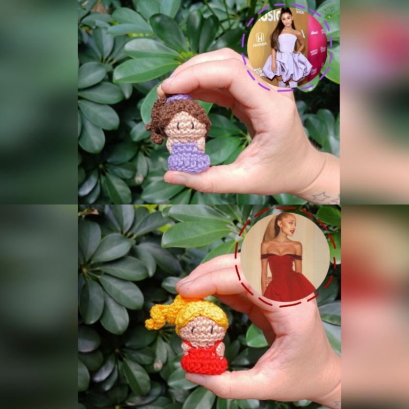 CHAVEIRO AMIGURUMI ARIANA GRANDE EM CROCHE