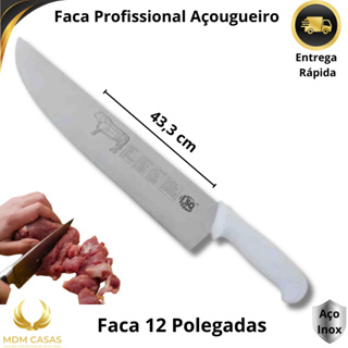 Faca Chef Profissional Aço Inox 12"  Carne Churrasco Restaurante Buffet Churrascaria Restaurante em Oferta na Shopee