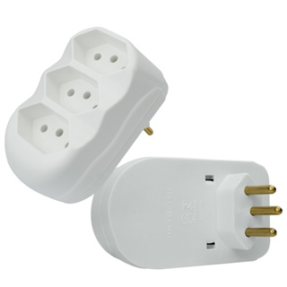 Benjamim Adaptador de Tomada Reto Tripolar 3 Saídas Tomada Tripla 2P+T 20A 250V Com Inmetro em Oferta na Shopee