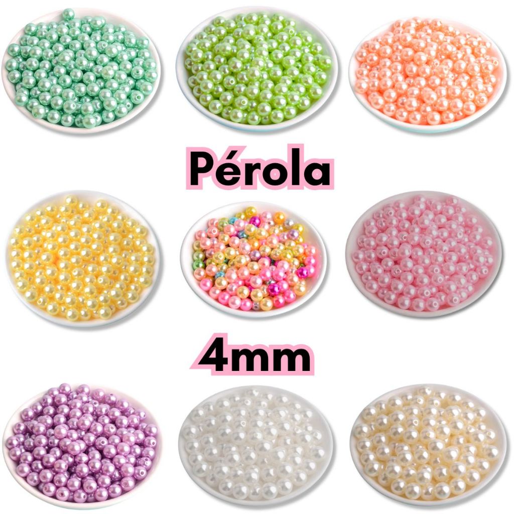 500 Pérolas de 4mm *inteira com furo - Para artesanato