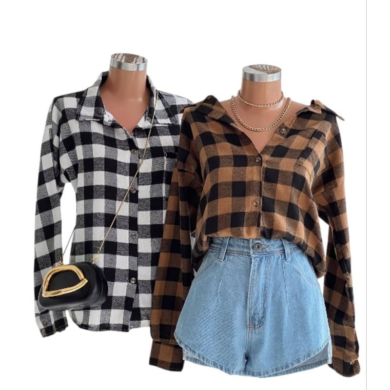 Camisa Xadrez Flanelada Camisa Estilosa Xadrez Camisa Feminina