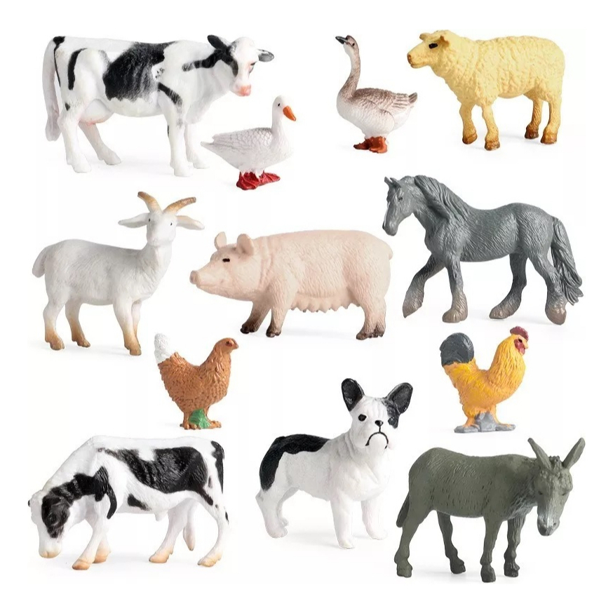 Kit 10 Animais Da Fazenda Safari Zoo Pequenos De Borracha Selvagens Cavalos Burro Cachorros Ovelha SET SIMULÇÃO FIGURAS em Oferta na Shopee
