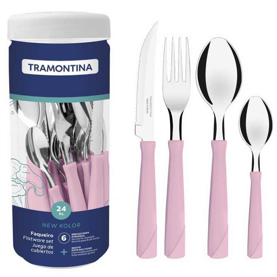 Faqueiro Tramontina New Kolor - Rosa - 24 Peças