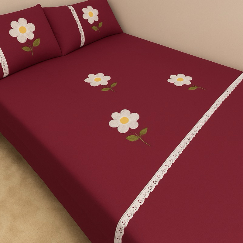 Jogo de Cama Casal/Solteiro Bordado com Fronhas em Oxford Jogo de Lençol Bordado Colcha sem Babado cama box