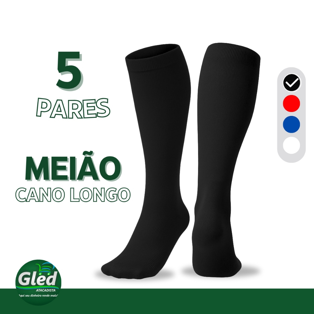 Kit 5 Pares De Meias Cano Longo Grossas Coturno Inverno Reforçada em Oferta na Shopee