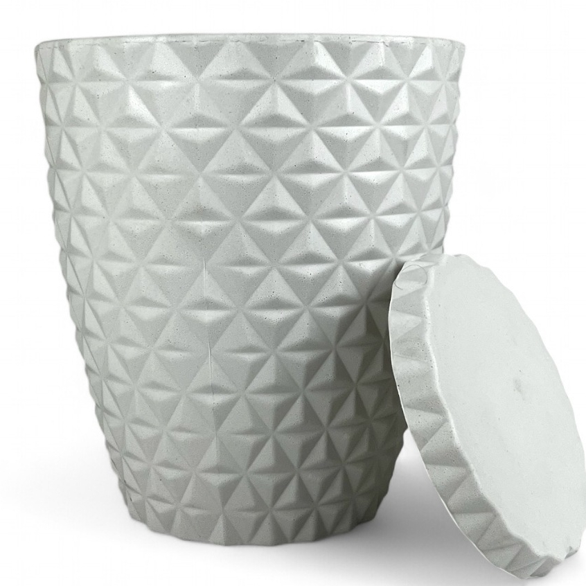 Vaso Decorativo Para Plantas Grande Polietileno Coluna Diamante 3D Com Prato Moderno para Decoração Flor Natural Luxo