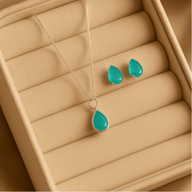 Conjunto Colar e Brinco Gota em Prata 925 com Zircônia – Elegância para o Dia a Dia e Presente