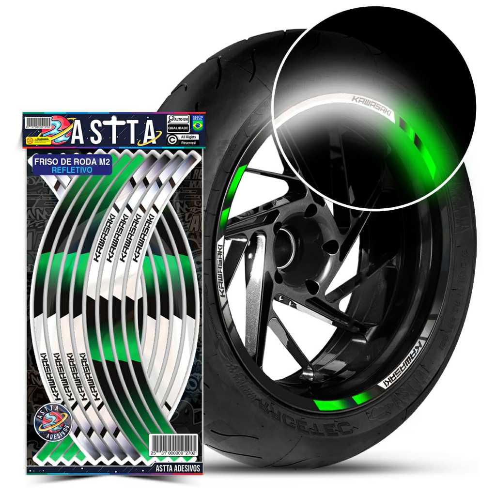 Friso de Roda M2 Kawasaki Z800 Adesivo Filetes Refletivo