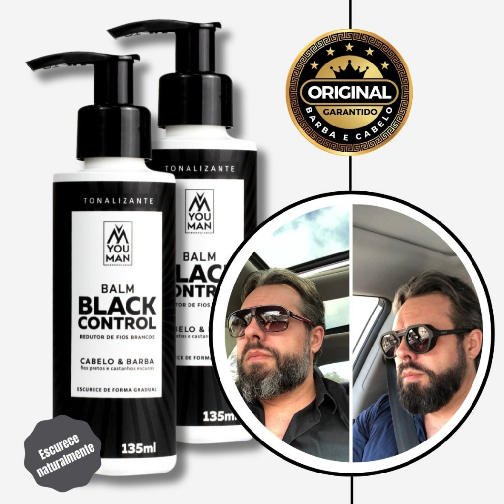 Kit 2 Balm Escurecedor Barba E Cabelo Black Control You Man + Pente