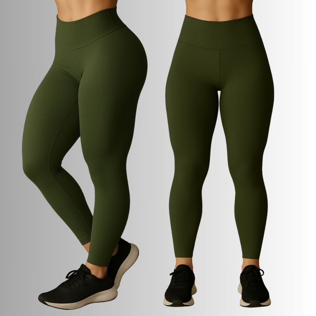 Kit 3 Calças Legging Básica Cós Alto dia a dia Roupas Fitness Para Academia Suplex Liso e Estampado B08