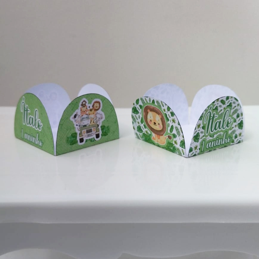Forminha de Doce Personalizada - 4 Pétalas - Tema Safari Baby Personalizados para Festa - Lembrancinha Infantil