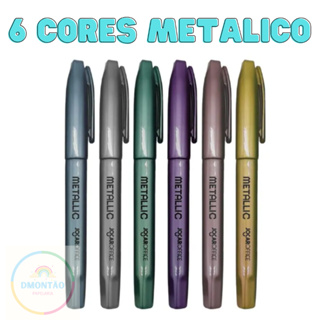 Marca-Texto Slim Metálico - 6 Unidades Jocar Office em Oferta na Shopee