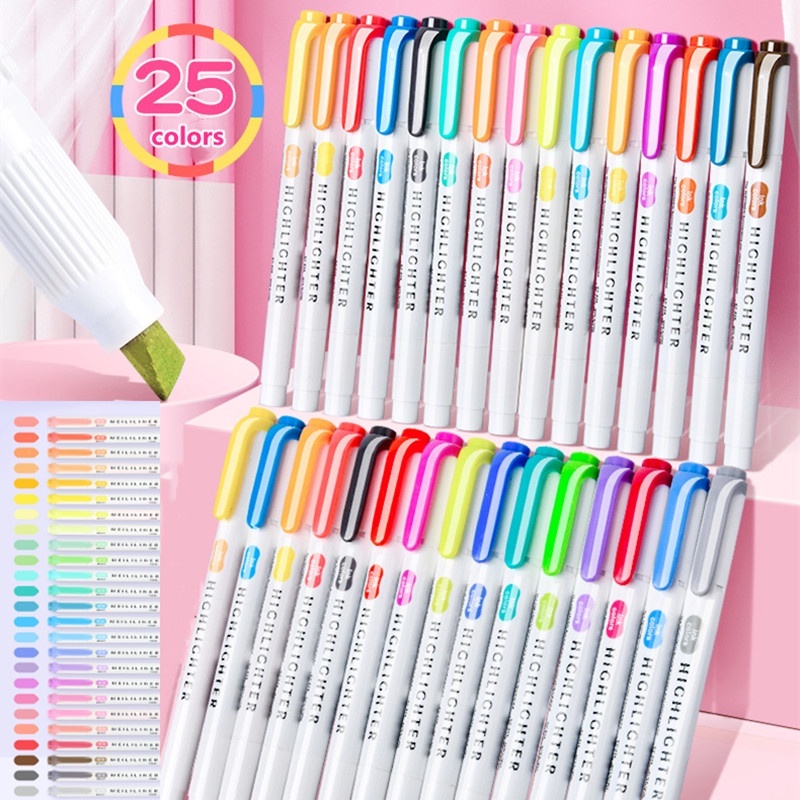 Kir 5/25 PÇS Conjunto Marcadores Highlighter Cor Ponta Dupla Cabeça Iluminador Marcador Marca Texto em Oferta na Shopee