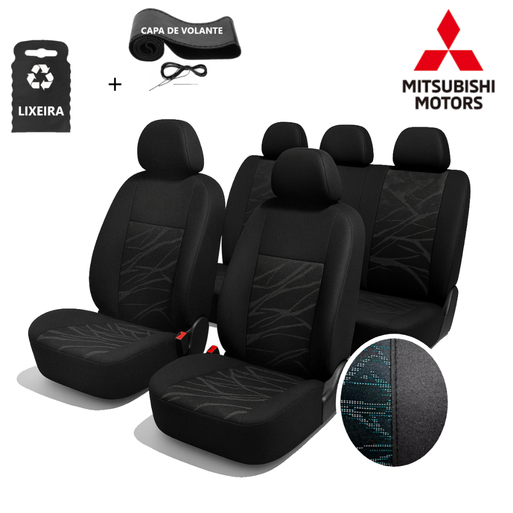 Capa Banco Carro Tecido Estofado Grosso Automotivo Mitsubishi Jogo L200 Lancer Triton Asx Pajero