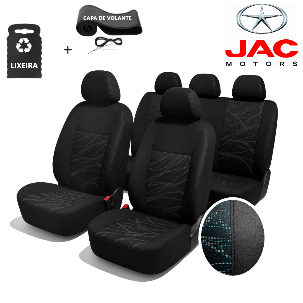 Capa Banco Carro Tecido Estofado Grosso Automotivo Kit Jac Motors Jogo J2 J3 J5 T40 T50 Proteção