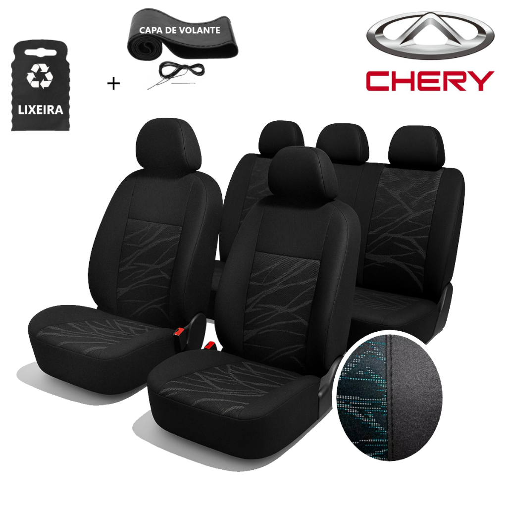 Capa Banco Carro Tecido Estofado Grosso Automotivo Chery Jogo Celer Cielo Face Qq Tiggo Tiggo 2