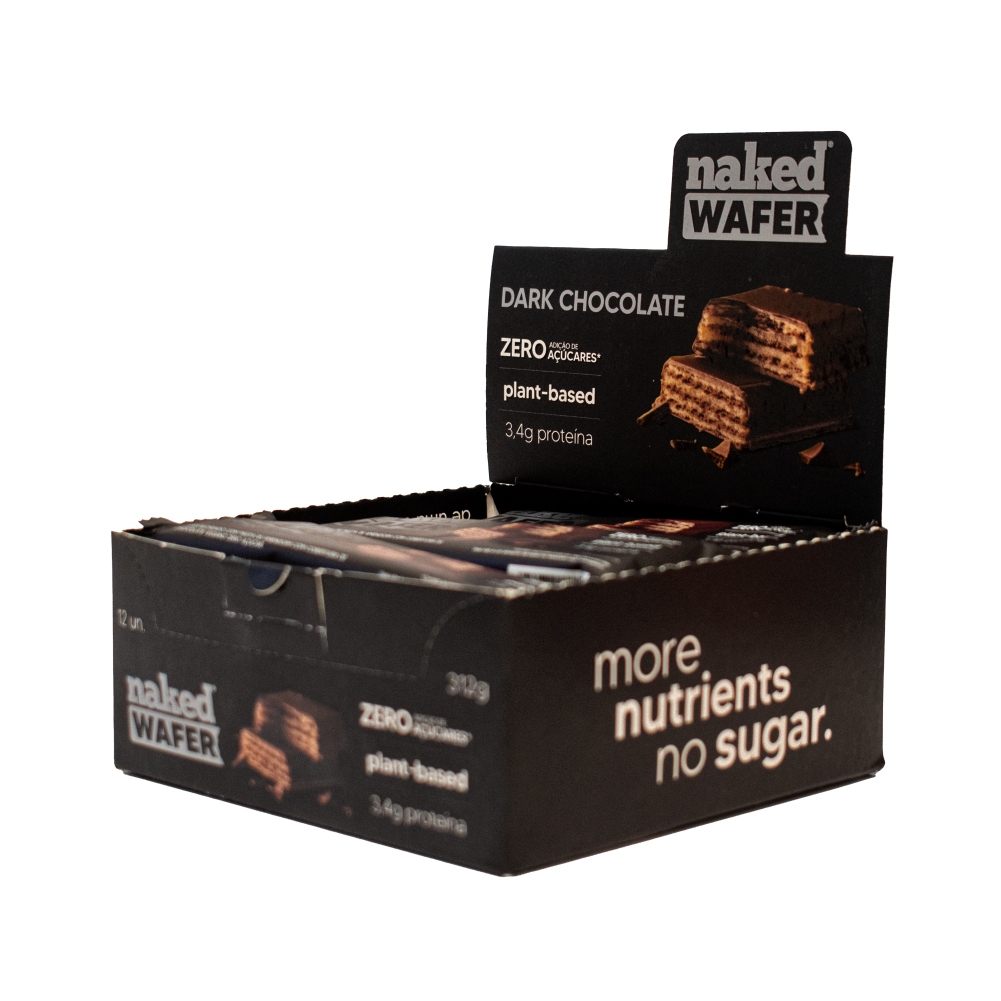 Naked Wafer Dark Chocolate (Vegano) - Display com 12 unid - Food & Beverages