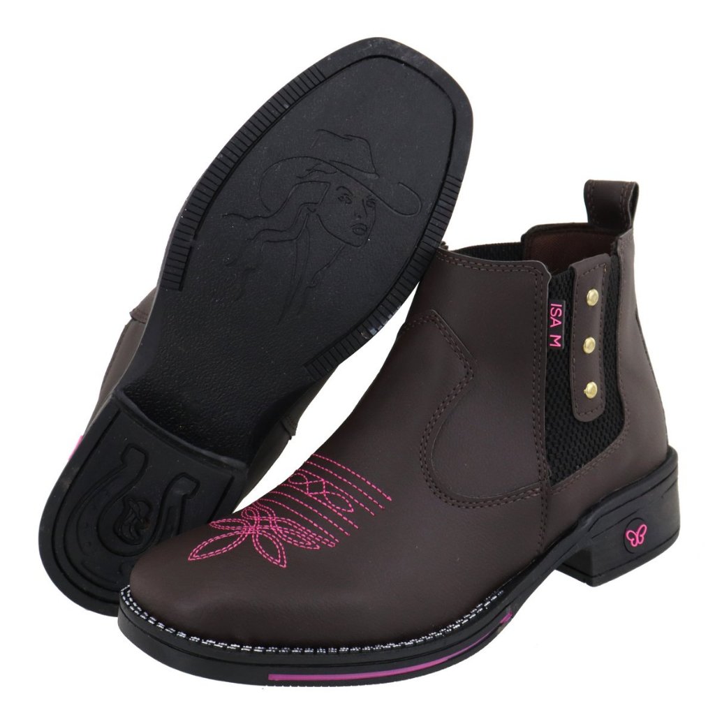 Botina Feminina Country Texana Bota Bico Quadrado Cores em Oferta na Shopee