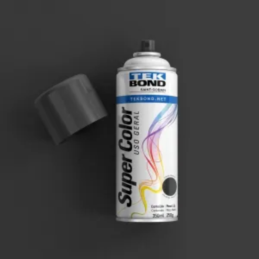 Kit 6 Tintas Spray Preto Brilhante 350ml - Tekbond
