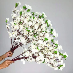 Kit 10 a 40 Buquê De Flores De Cerejeira Artificial 65CM, Pessegueiro Estilo oriental Decoração COR: BRANCA - A-504