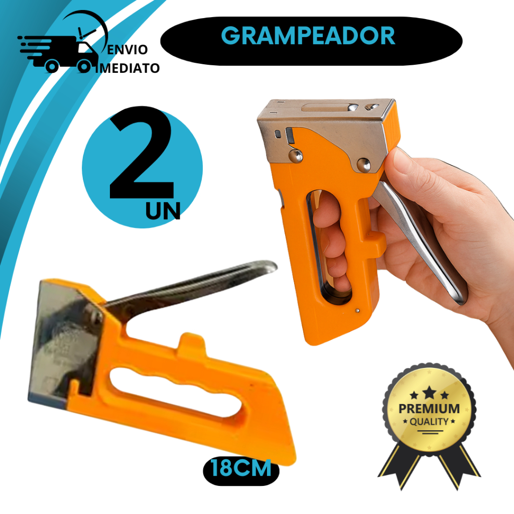 Grampeador Tapeceiro + 1.000 Grampos Manual Reforçado Estofados Madeira Artesanato Serviço