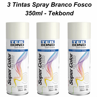 Kit 3 Tintas Spray Branco Fosco 350ml - Tekbond em Oferta na Shopee