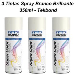 Kit 3 Tintas Spray Branco Brilhante 350ml - Tekbond
