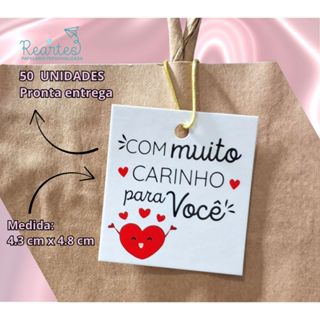 Tag Etiqueta com carinho em papel cartão em Oferta na Shopee